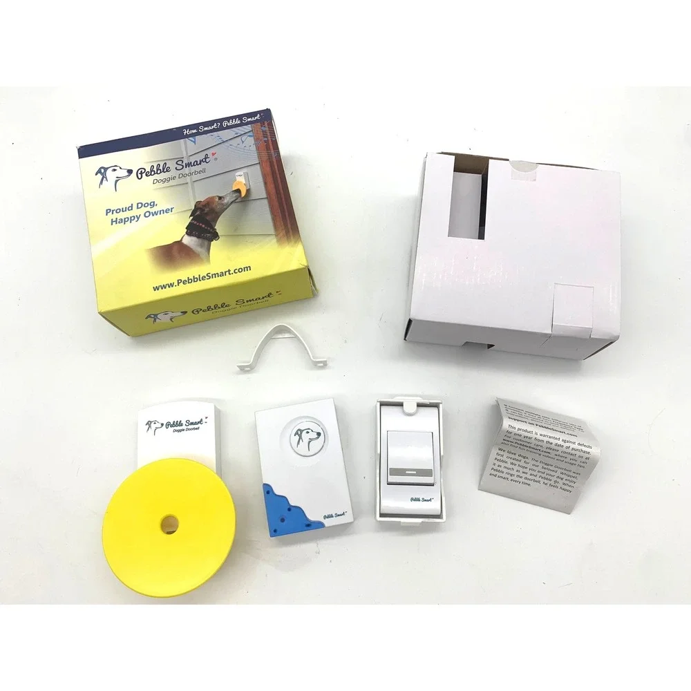 Pebble Smart Doggie Doorbell Yellow Accent Wireless Pet Dog Training  250ft